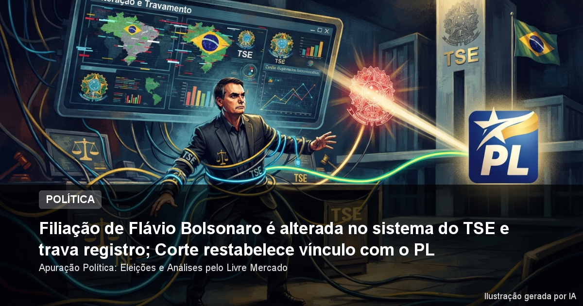 Filiação de Flávio Bolsonaro é alterada no sistema do TSE e trava registro; Corte restabelece vínculo com o PL